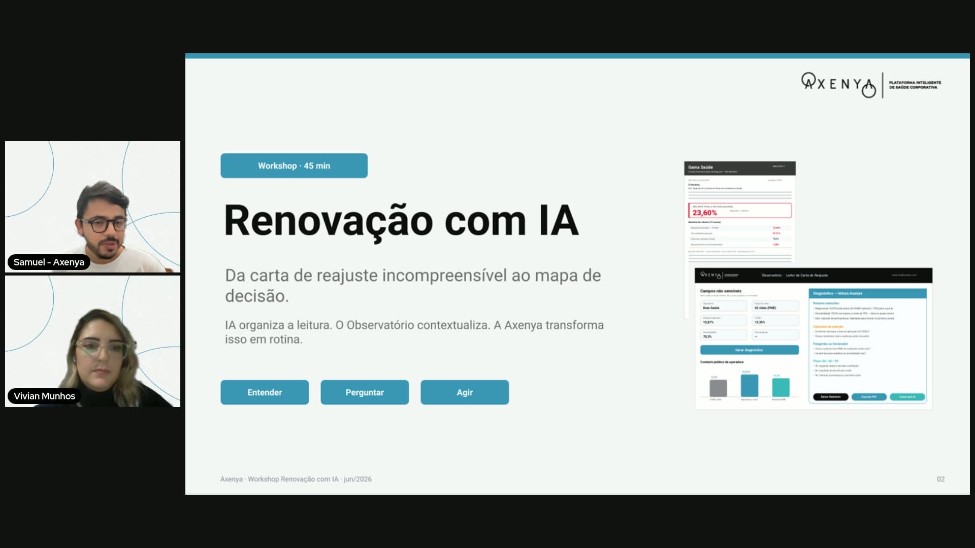 Capa do mini-curso Axenya sobre como ler a carta de reajuste do plano de saúde com apoio de IA